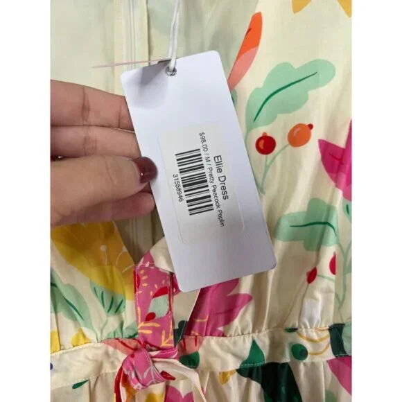 NWT Sincerely Ours Ellie Poplin Cream Floral Sleeveless Fit and Flare Mini Dress